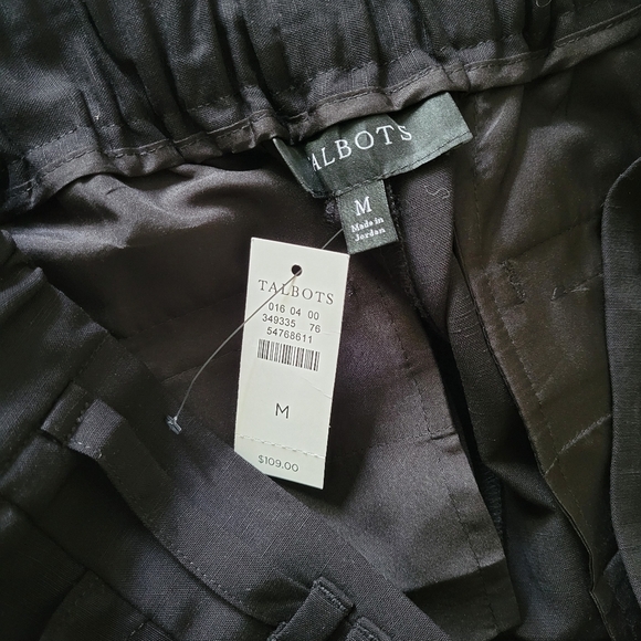 NWT Talbots Wide Leg Black Lyocell Linen Blend Elastic Tie Waist Pants Sz Medium - Picture 6 of 7